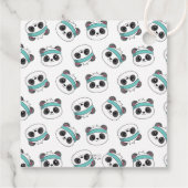 Étiquettes Cadeau Duo Turquoise et noir Panda Anniversaire Merci (Dos)