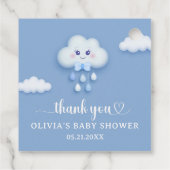 Étiquettes Cadeau Dusty bleu mignon blanc nuage neuf garçon bébé (Dos)