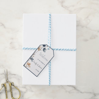 Étiquettes-cadeau Dusty Blue Beige Botanical Modern Elegant Wedding