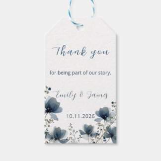 Étiquettes-cadeau Dusty Blue Botanical Wedding