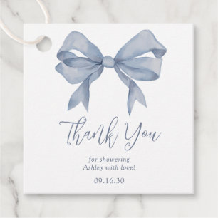 Étiquettes Cadeau Dusty Blue Bow Boy Baby shower Merci