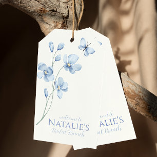 Étiquettes-cadeau Dusty Blue Fleur sauvage Fête des mariées de bienv