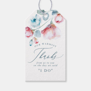 Étiquettes-cadeau Dusty Blue Floral Élégant mariage Merci
