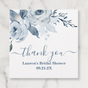Étiquettes Cadeau Dusty Blue Floral nuptiale douche Favoriser Tags