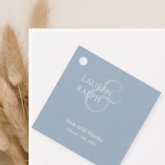 Étiquettes Cadeau Dusty Blue & Ivory Couple Monogram Merci