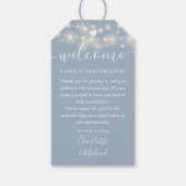 Étiquettes-cadeau Dusty Blue Lights Mariage Favoriser Panier de bien (Dos)