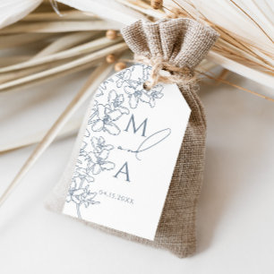 Étiquettes-cadeau Dusty Blue Moderne Monogram Mariage