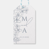 Étiquettes-cadeau Dusty Blue Moderne Monogram Mariage (Devant)