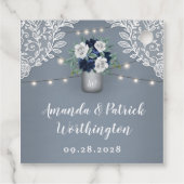 Étiquettes Cadeau Dusty Blue Pays Blanche dentelle Mason Jar Mariage (Dos)