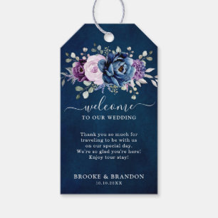 Étiquettes-cadeau Dusty Blue Purple Navy Lilac Bloom Mariage Bienven