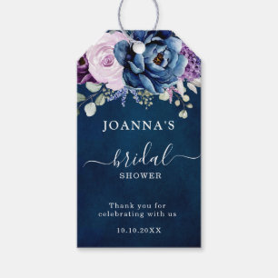 Étiquettes-cadeau Dusty Blue Purple Navy Lilac Blooms Fête des marié