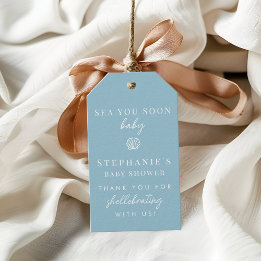 Étiquettes-cadeau Dusty Blue Sea You Soon Merci Baby Shower