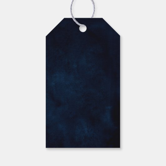 Étiquettes-cadeau Dusty Blue Slate Navy Floral Mariage Merci (Dos)