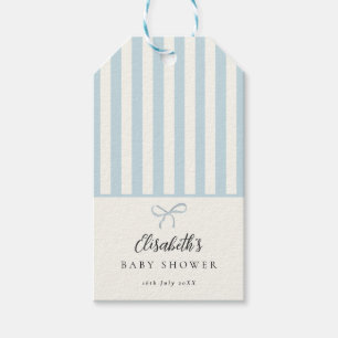 Étiquettes-cadeau Dusty Blue Stripes Classic Bow