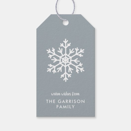 Étiquettes-cadeau Dusty Blue Winter Snowflake Holiday (Devant)