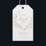 Étiquettes-cadeau Dusty Pink Fleur sauvage Rustic Boho merci pour<br><div class="desc">Elégante délicate aquarelle fleur sauvage conception de couronne avec script moderne. Palettes pastel de rose doux, blanc cassé, beige, bleu poussiéreux, verdure botanique, simple et romantique. Idéal pour une fête de douche nuptiale bleu rustique moderne quelque chose, mariage de jardin de campagne boho au printemps et en été. Voir toutes...</div>