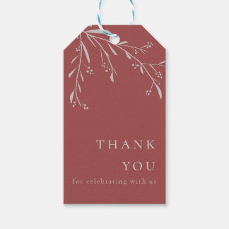 Étiquettes-cadeau Dusty Red Feuilles and Berries Wedding Favor Tags