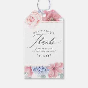 Étiquettes-cadeau Dusty Rose Dusty Blue Floral Elégant Merci