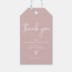 Étiquettes-cadeau Dusty rose minimaliste Baby shower moderne Boho