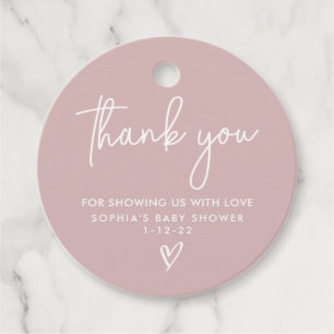 Étiquettes Cadeau Dusty rose minimaliste Baby shower moderne Boho