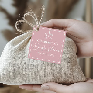Étiquettes Cadeau Dusty Rose rose Baby shower blanc
