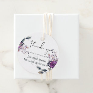 Étiquettes Cadeau Dynastie Violette Fleurs Sombres Objet de Mariage