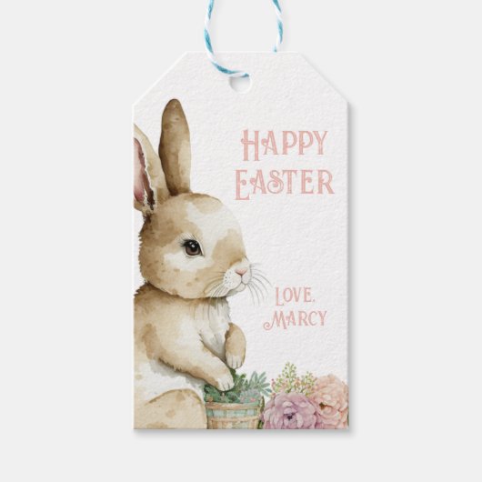 Étiquettes-cadeau Easter Aquarelle Rabbit Favoriser balise personnal (Devant)