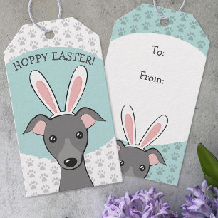 Étiquettes-cadeau Easter Italien Greyhound Chien gris mignonette ore