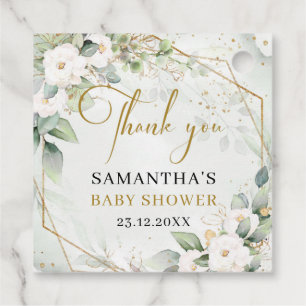 Étiquettes Cadeau Eau chic, verdure et Baby shower blanc