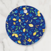 Étiquettes Cadeau Eau florale aquarelle de citrons jaunes bleus douc (Dos)