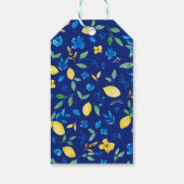 Étiquettes-cadeau Eau-forte aquarelle florale citrons jaunes bleus d (Dos)