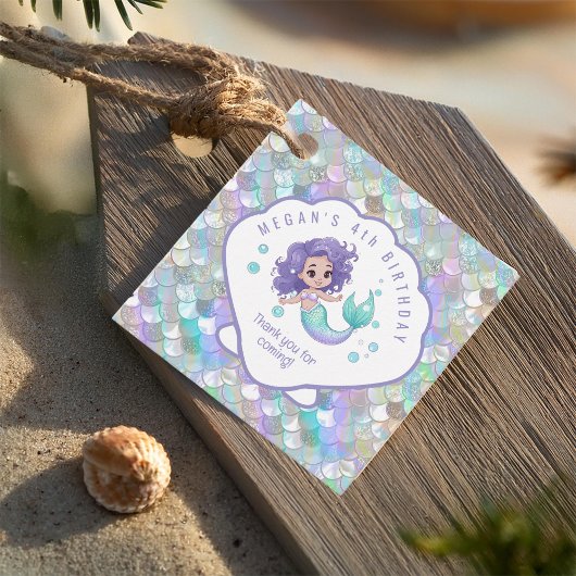 Étiquettes Cadeau Écailles de sirène Iridescente Coque V1 ID1144