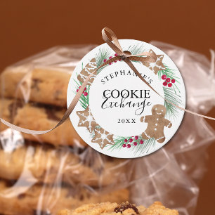 Étiquettes Cadeau Échange personnalisé de cookies d'aquarelle