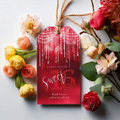 Étiquettes-cadeau Éclairage à chaîne et ballons Sweet 16 Red ID473