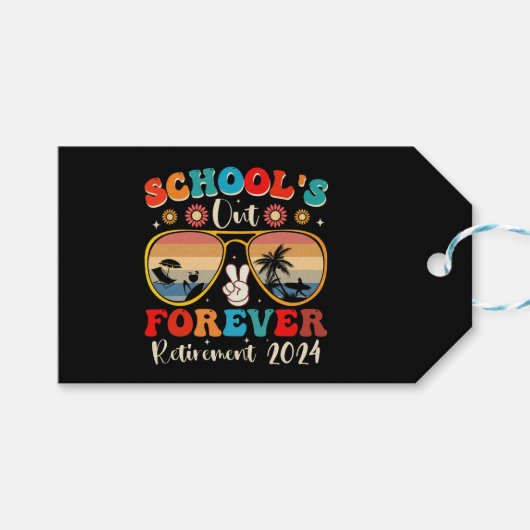Étiquettes-cadeau Écoles Out Forever Retraité Enseignant Jour Dernie (Devant (Horizontal))