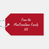 Étiquettes-cadeau écossais rouge écossais plaid vacances de Noël (Dos Horizontal)