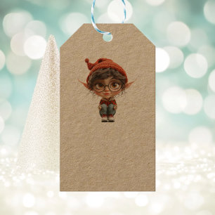 Étiquettes-cadeau Écouter Fille Noël Elf Kraft Tags cadeaux