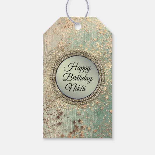 Étiquettes-cadeau Écran de poussière d'étoile sur Turquoise vert (Devant)