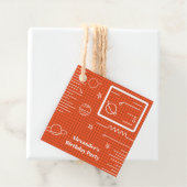 Étiquettes Cadeau Écran Ordinateur Spatial Blanc Orange (En situation)