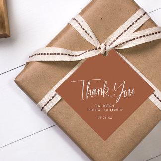 Étiquettes Cadeau Écriture calligraphique en terre cuite Merci