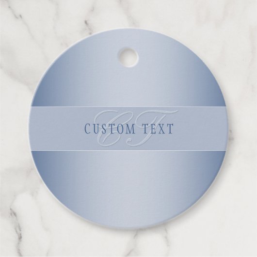 Étiquettes Cadeau Écriture élégante de monogramme modifiable | Bleu (Devant)