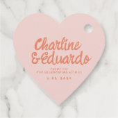 Étiquettes Cadeau Écriture manuscrite rose Pastel Merci Mariage rétr (Dos)