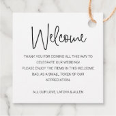 Étiquettes Cadeau Écriture Mariage Bienvenue Panier cadeau (Dos)