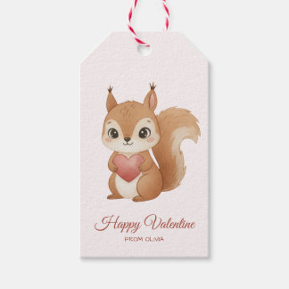 Étiquettes-cadeau Écureuil mignon avec la Saint-Valentin cœur