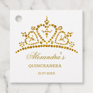 Étiquettes Cadeau Effet parties scintillant or moderne tiara Quincea
