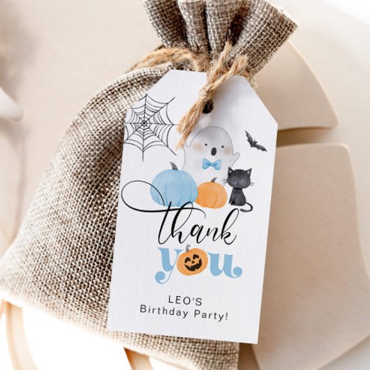 Étiquettes-cadeau Éffrayant anniversaire d'Halloween garçon merci