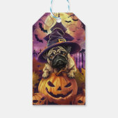 Étiquettes-cadeau Éffrayant Carlin Chien Halloween Sorcière Et Citro (Dos)