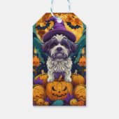 Étiquettes-cadeau Éffrayant Chih Tzu Chien Halloween sorcière et Cit (Dos)