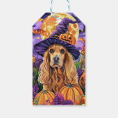 Étiquettes-cadeau Éffrayant Cocker Spaniel Dog Halloween Witch Citro (Dos)