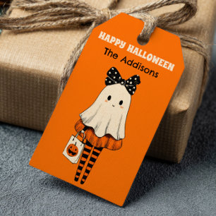 Étiquettes-cadeau Éffrayant Ghost Trick ou Treat Happy Halloween